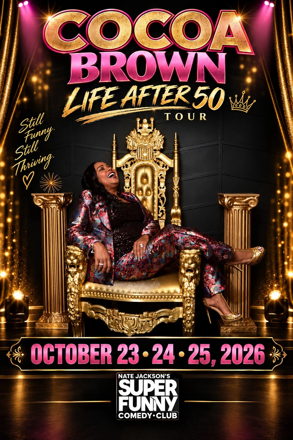 Cocoa Brown Life After 50 Tour at Nate Jackson’s Super Funny Comedy Club — October 23 through 25, 2026